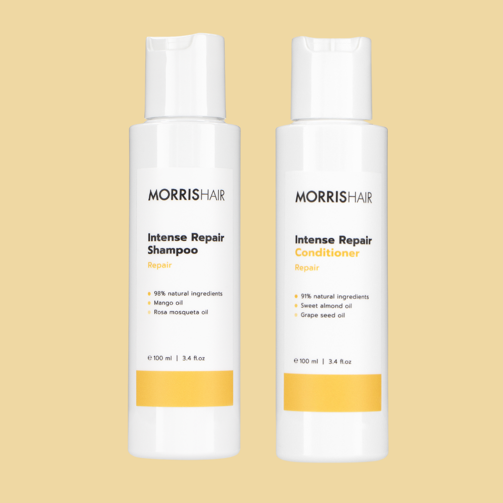 MorrisHair Intense Repair Holiday Duo atkuriantis kelioninis rinkinys 100ml+100ml